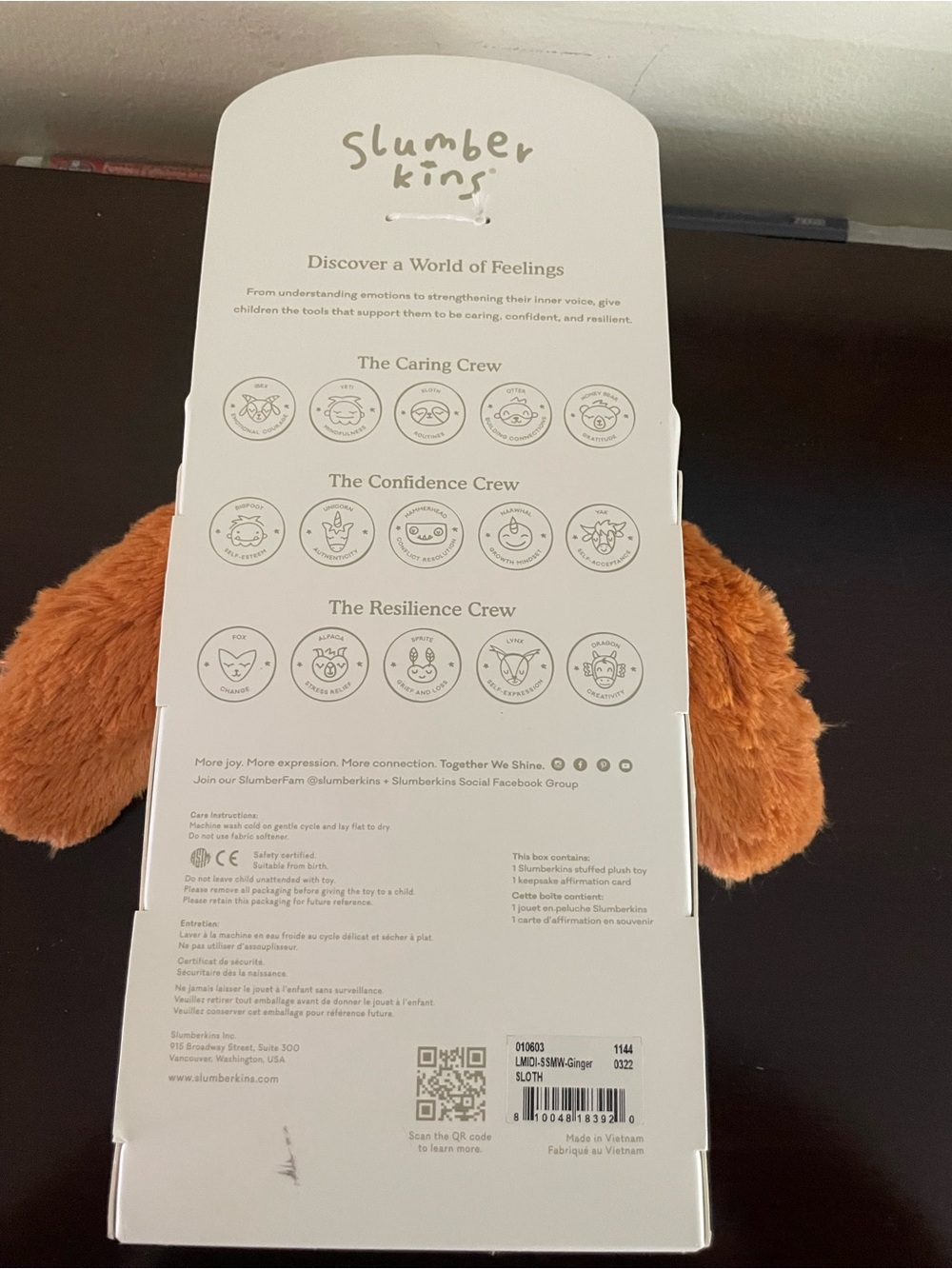Slumberkins Orange Plush Sloth - Cozy Cuddly Stuffed Animal - Picture 3 of 8